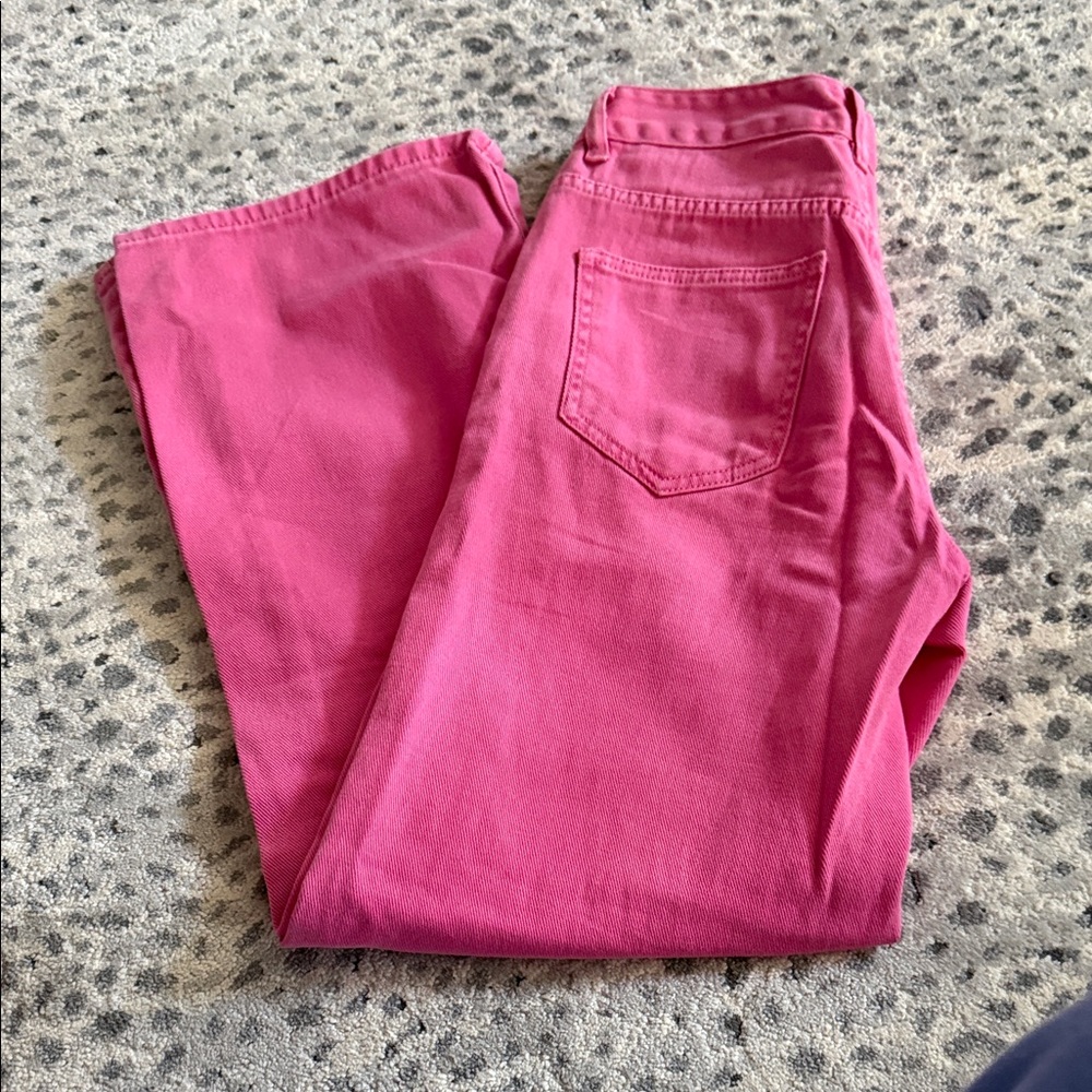 SHEIN Women's Vibrant Pink Straight Leg Jeans